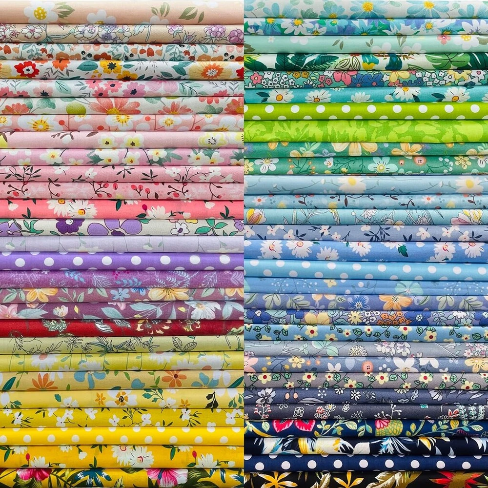 Audiniai siuvimui medvilnė: 50 vnt. 25 x 25 cm dydžio patchwork audinių rinkinys, audinys veido kaukėms, audinio kvadratai ir quilting audiniai patchwork rankdarbiams