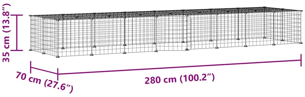Augintinių narvas, 36 segmentai, juodas, 280x70x35cm, plienas