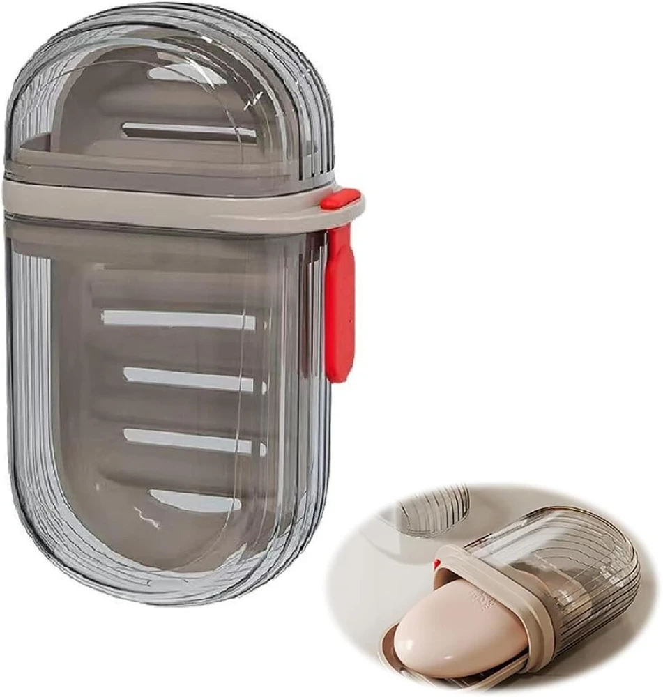 Auiremrti kelioninis muilo dėklas, nešiojamas dvigubo sluoksnio muilo konteineris, plastikinis muilo indas su drenažu, sandarus ir nepralaidus vonios kelionėms