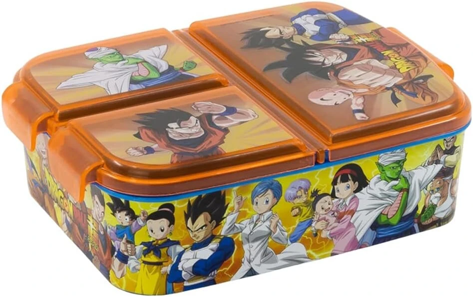 Aukščiausios kokybės Dragon Ball priešpiečių dėžutė su 3 skyriais, bento priešpiečių dėžutė vaikams – puikiai tinka mokyklai, darželiui ar laisvalaikiui
