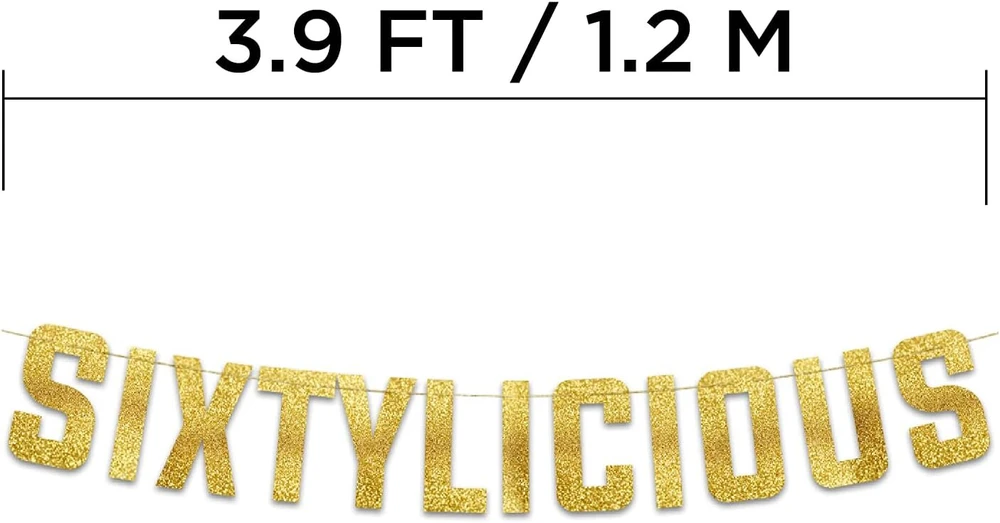 Auksinis blizgučių "60" šventės girlianda