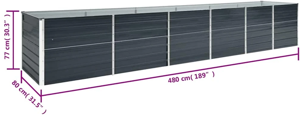 Aukštas lovelis, antracito, 480x80x77cm, galvanizuotas plienas