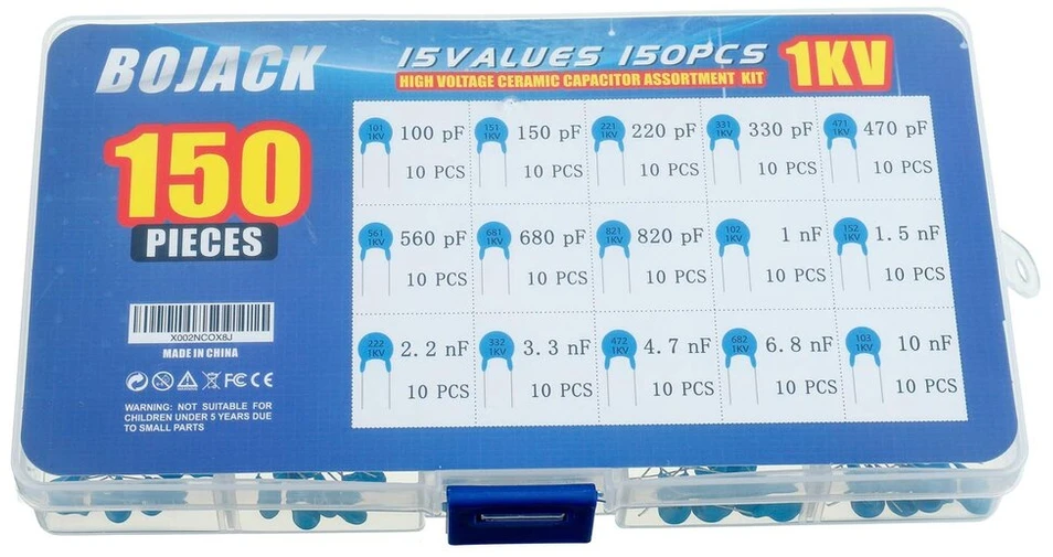 Aukštos įtampos keraminiai kondensatoriai 150 vnt. 1kv 100pf-10nf