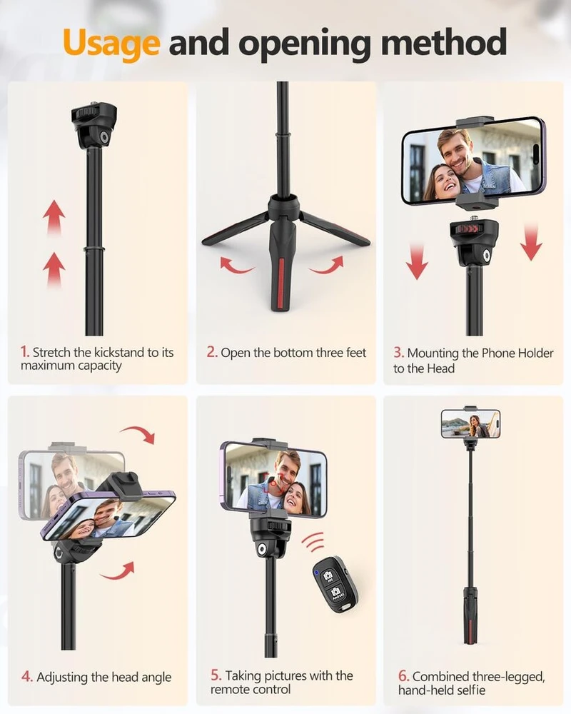 Aureday 46 cm mini trikojis veiksmo kamerai su 4 dalių prailginimo strypu ir 360° rutuline galvute - mažas nešiojamas kelioninis vlog stovas Dlsr, kompaktiškiems fotoaparatams