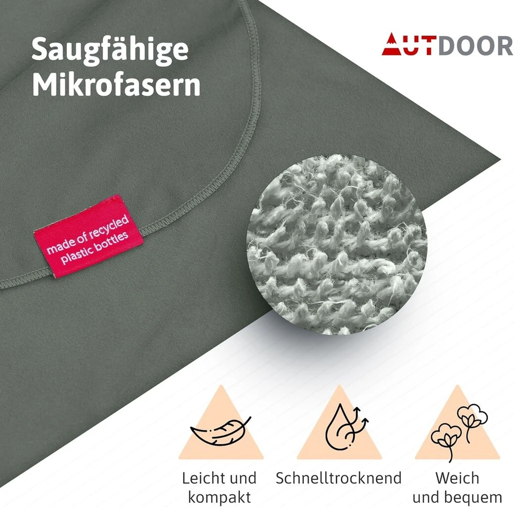 Autdoor® mikropluošto pončas maudynėms vyrams ir moterims, tvarus, pagamintas iš 100% perdirbtų pet butelių, rankšluostis kaip pagalbinė priemonė persirengti paplūdimyje ir vandens sportui, greitai džiūstantis ir kompaktiškas (žalias, didelis)