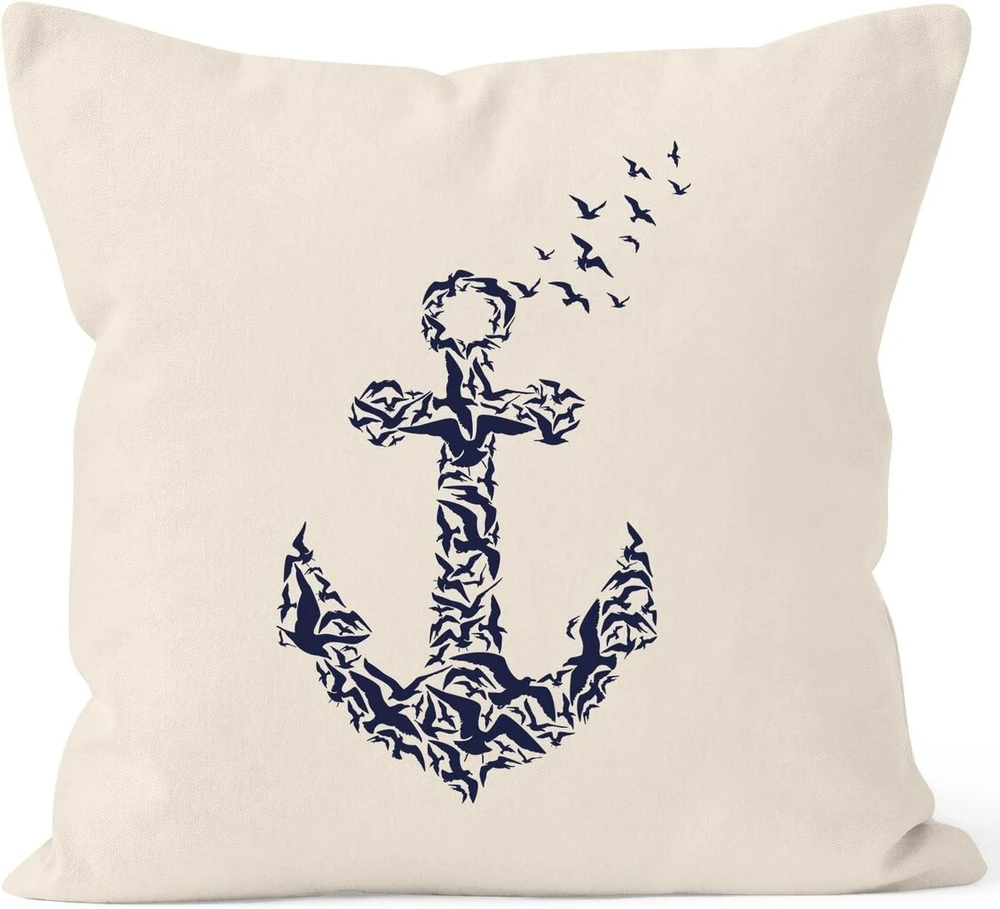 Autiga magiškas pagalvėlės užvalkalas bird anchor birds dekoratyvinis pagalvėlės užvalkalas 40 x 40 cm cotton natural 40 cm x 40 cm