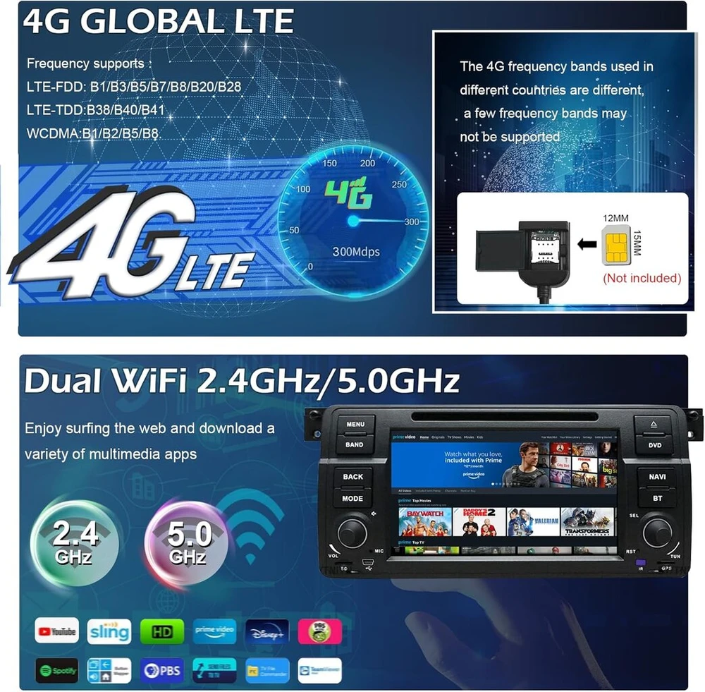 Automagnetola Automobilinis stereo Android 8.1, radijas, Dvd grotuvas, Gps Navi 7 colių Ips 2 Din, su galine kamera, palaiko Bluetooth Wifi 4g Mirror Link Usb Swc Obd (juodas)
