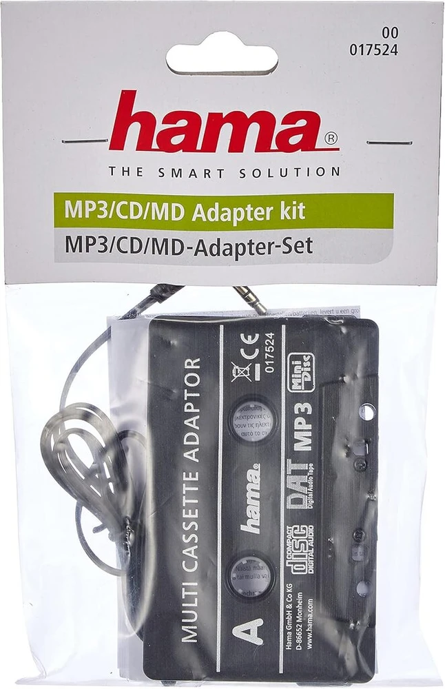 Automagnetola Hama automobilinis kasetinis adapteris, juodas