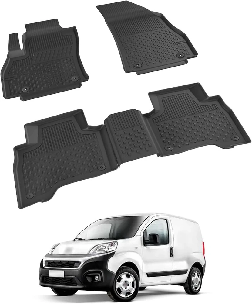 Automobiliniai kilimėliai noxx, tinkantys fiat fiorino diesel 2020-2024, bekvapiai 4.5d, tinkantys bet kokiam orui, 5 dalių, neslystantys, aukštu kraštu, guminiai kilimėliai, juodi grindų kilimėliai priekiniai galiniai automobilio kilimai