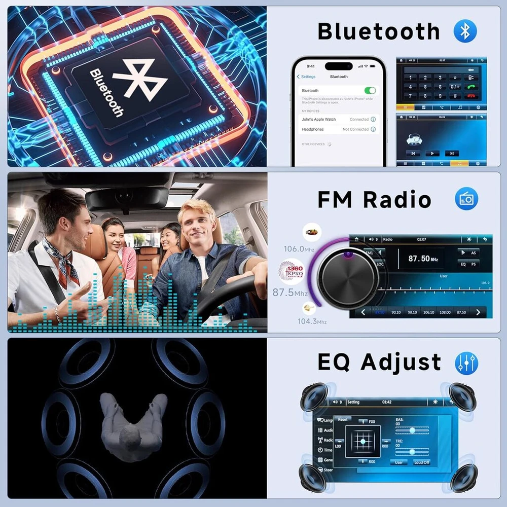 Automagnetola Automobilinis 1 din radijas su bluetooth laisvų rankų įranga, ios/android mirror link, 7 colių rankiniu būdu ištraukiamas ekranas, automobilinis radijas su bluetooth fm radijas/usb/aux/eq/type c vairo valdymu + atbulinės eigos kamera