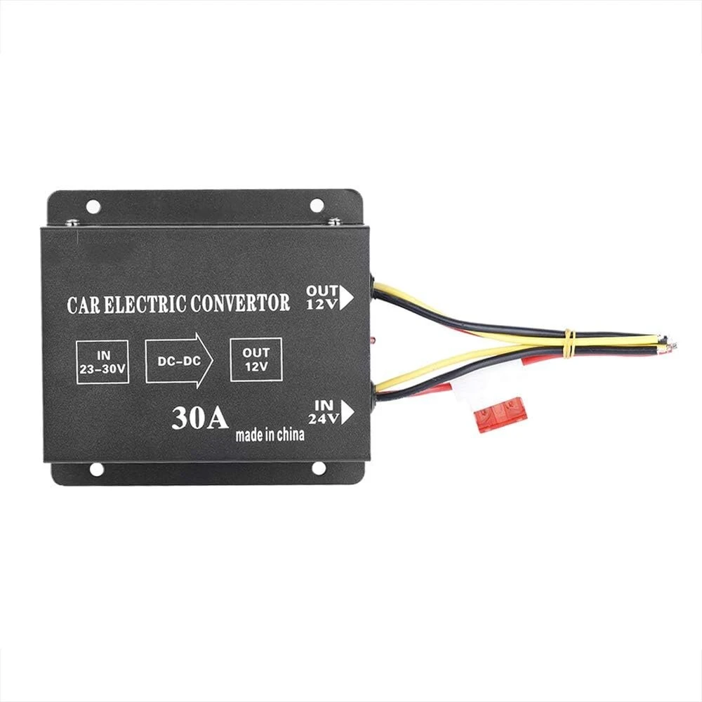 Automobilinis galios keitiklis, automobilio sunkvežimio dc 24v į 12v galios keitiklis elektrinis inverteris įtampos reguliatorius žemyn transformatorius (24v į 12v/30a/360w)