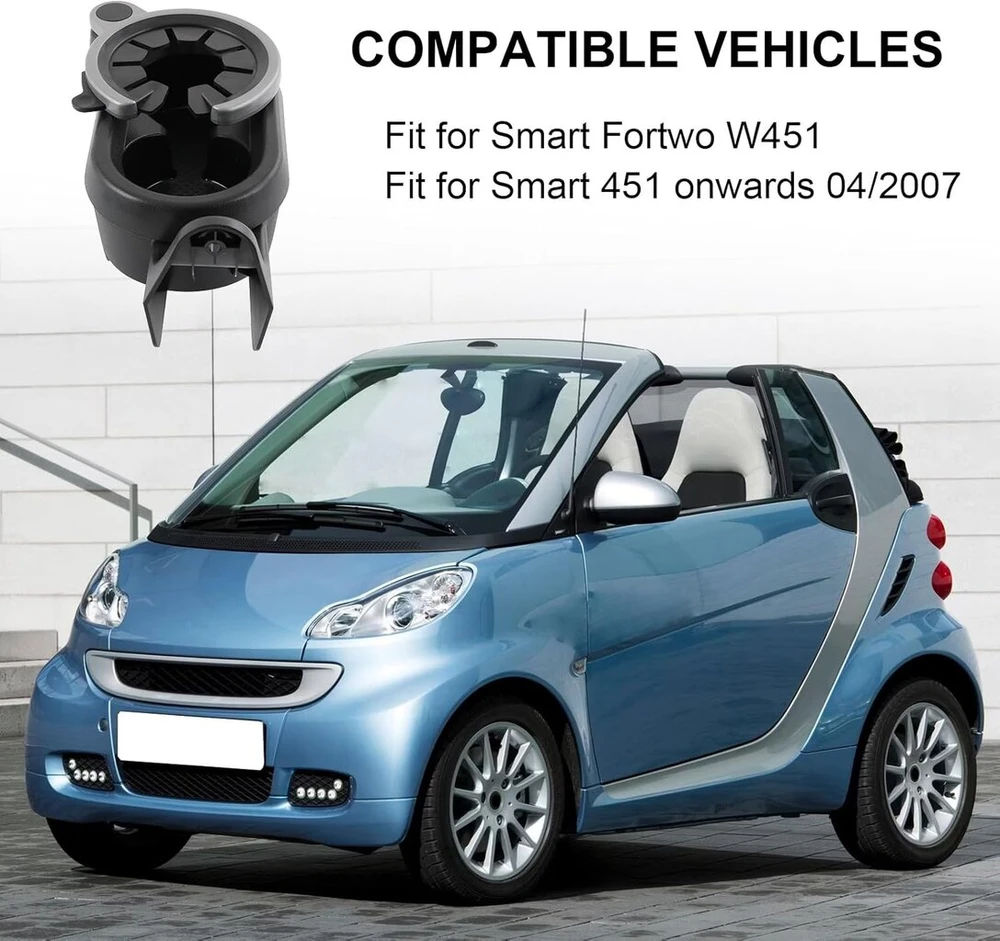 Automobilinis puodelio laikiklis centrinėje konsolėje A4518100370 plastikinis puodelio laikiklis, suderinamas su Smart Fortwo 451