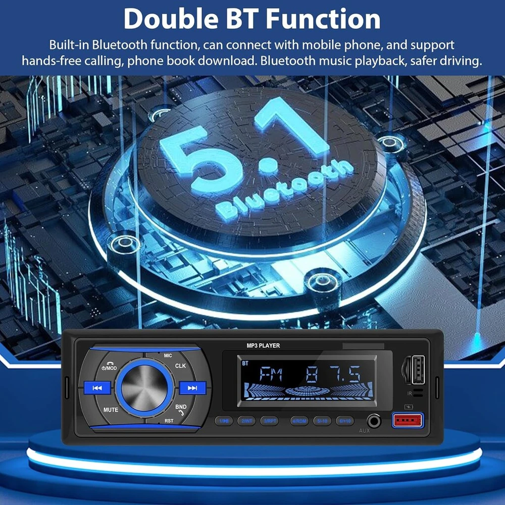 Automagnetola Automobilinis radijas 1 din bluetooth automobilinis radijas su bluetooth laisvų rankų įranga fm radijas / usb / tf / aux in / rca / 40 eq / programėlė, nustatanti automobilį / 7 spalvų mp3 grotuvas su nuotolinio valdymo pultu stereo automobilinis radijo i