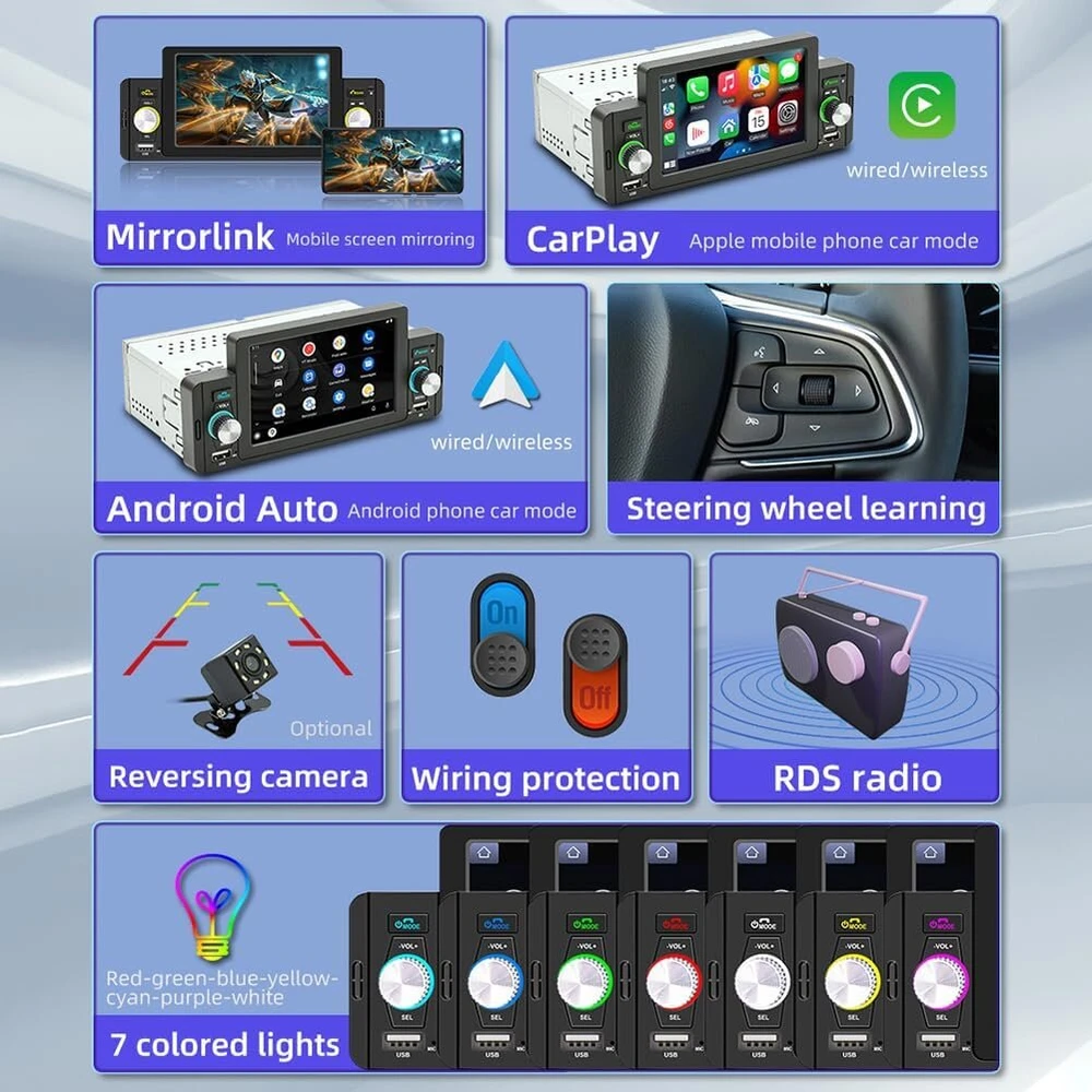 Automagnetola Automobilinis radijas usb mp5 grotuvas automobilinis hd multimedijos mp5 grotuvas usb/tf stereo fm radijas vaizdo grotuvas laisvų rankų funkcija mp5 grotuvas automobilinis multimedijos grotuvas su carplay bluetooth vairo valdymu fm radijas