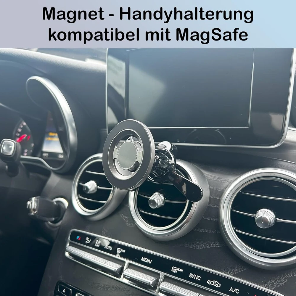 Automobilinis telefono laikiklis su magnetu, suderinamas su magsafe, skirtas apvaliai ventiliacijai, magnetinis telefono laikiklis, skirtas apvaliems ventiliatoriams ir oro angoms, idealus mercedes, audi ir visiems ventiliacijos antgaliams su grotelėmis