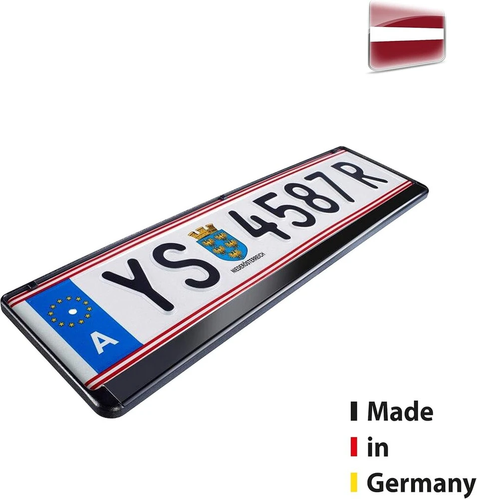 Automobilio numerio laikiklis Austria – 2 vnt. pakuotė – numerio stiprintuvas austriškam valstybiniam numeriui – spalva: juoda