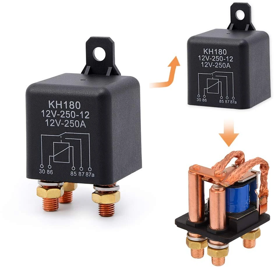 Automobilio Relė 12v 250a, 5 kontaktų, didelės apkrovos