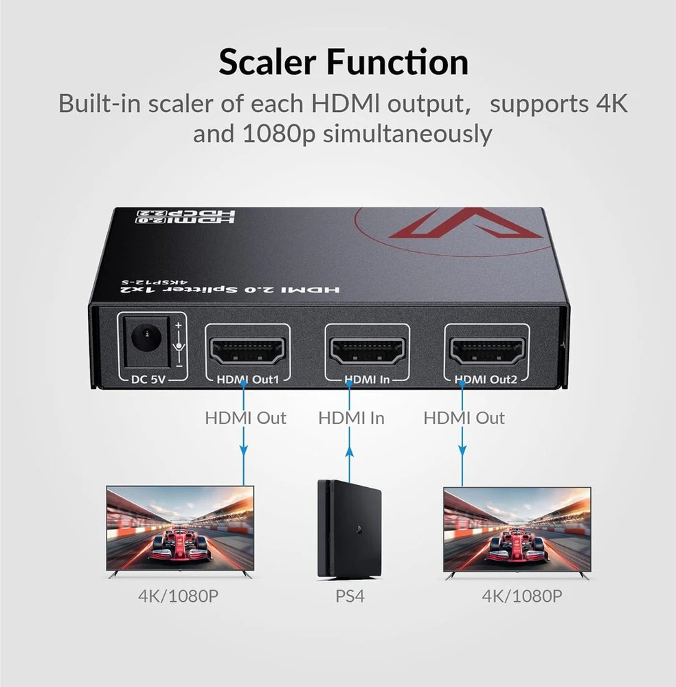 Av access 1 į 2 išėjimų uhd 4k @ 60hz 1080p @ 120hz hdmi 2.0 skirstytuvas su automatiniu sumažinimu, 18 gbps nulinio latentumo, 1×2 4k hdmi skirstytuvas su hdr10 ir 3d, hd lossless audio, hdcp 2.2, automatinis edid valdymas