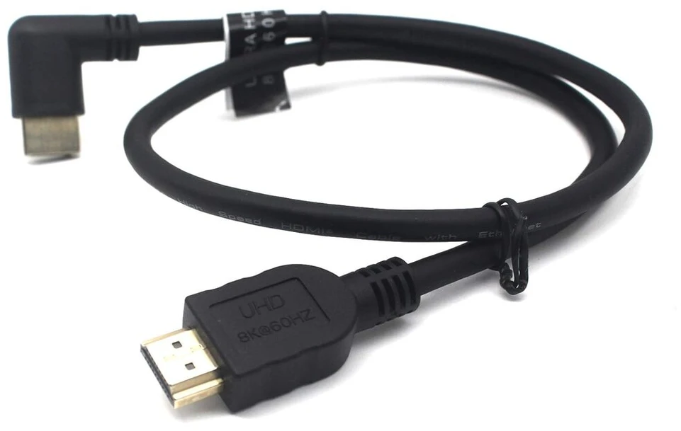 Awaduo 8k hdmi 2.1 kabelis iš vyriško į vyrišką su 90 laipsnių stačiu kampu, itin greitas hdmi 8k@60hz 4k@120hz laidas, hdmi 2.1 kabelis suderinamas su Monitoriumi/projektoriumi/hdtv (0.6m)