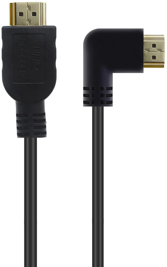 Awaduo 8k hdmi 2.1 kabelis iš vyriško į vyrišką su 90 laipsnių stačiu kampu, itin greitas hdmi 8k@60hz 4k@120hz laidas, hdmi 2.1 kabelis suderinamas su Monitoriumi/projektoriumi/hdtv (0.6m)