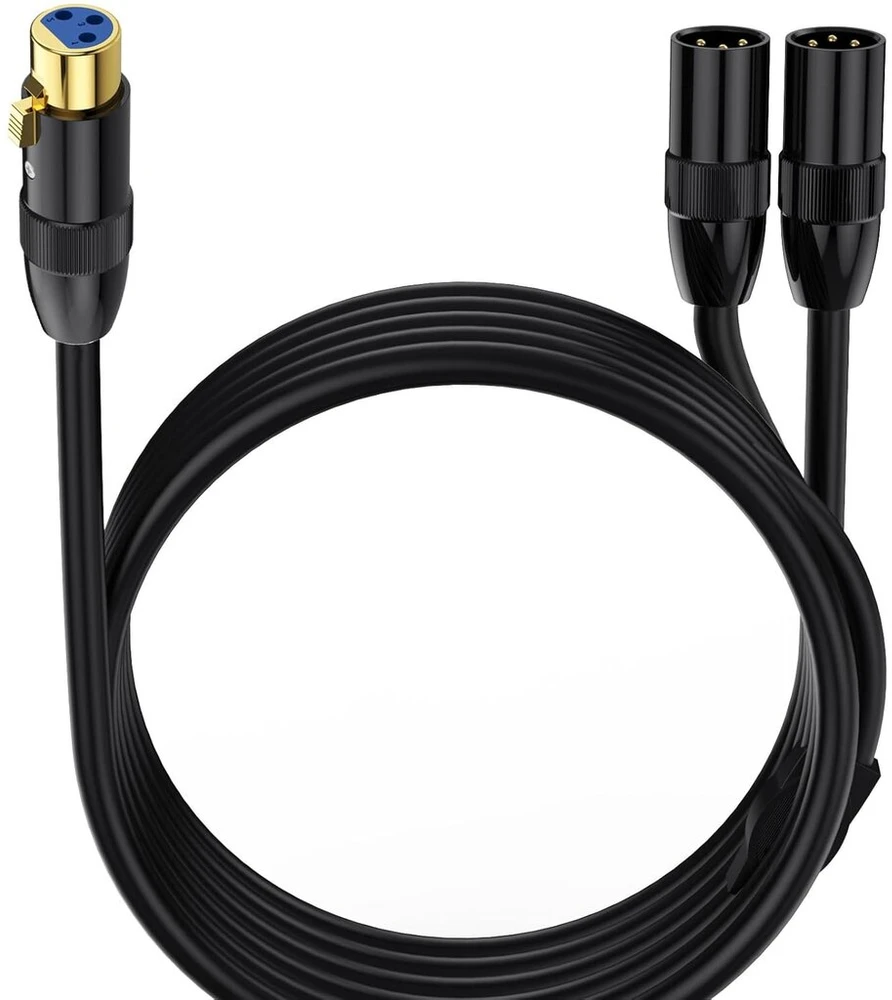 Awaduo xlr mikrofono y skirstytuvo kabelis - 3 kontaktų subalansuotas xlr lizdas į dvigubą kištuką scenos patch kabelis dmx kabelis, skirtas audio, radijo stočiai, garsiakalbių sistemoms, scenos apšvietimui (0,5 m / 1,65 ft)