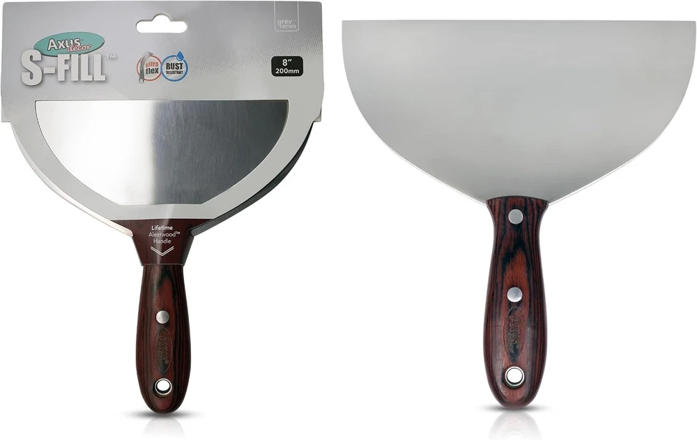 Axus Decor S-fill (pilka serija) lankstus nerūdijančio plieno glaistyklis - glaistyklė profesionaliems ir "pasidaryk pats" projektams - nerūdijantis ašmenys ir ergonomiška aleetwood rankena (200 mm)