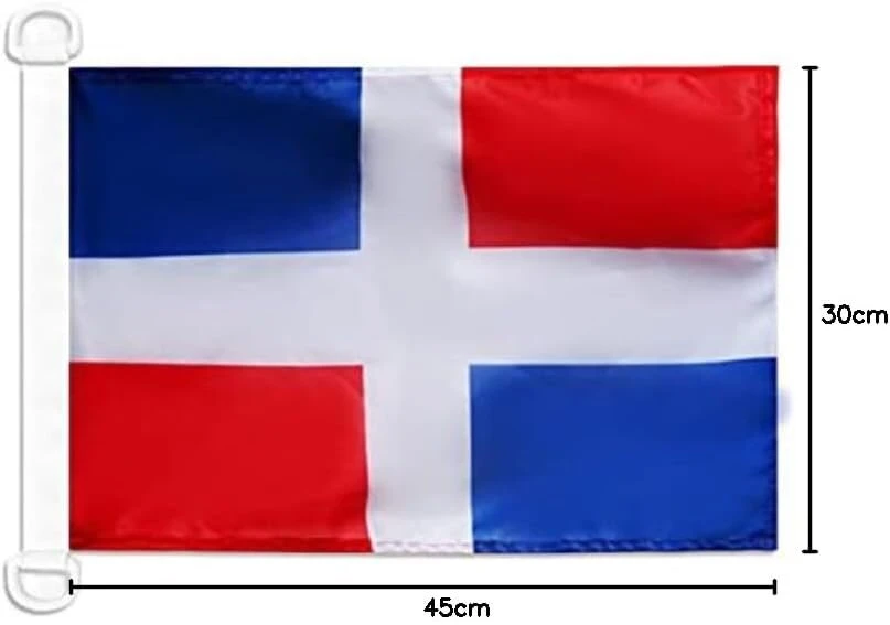 Az flag - dominikos respublikos vėliava laivui, komercinė vėliava - 45 x 30 cm - naudojimui lauke - dominikos nacionalinė vėliava, pagaminta iš poliesterio su plastikiniais žiedais