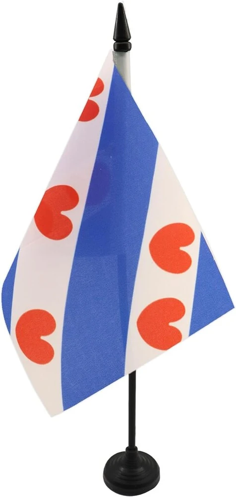 Az flag fryslând provincijos stalo vėliavėlė 13 x 20 cm - fryzijos stalo vėliavėlė 21 x 14 cm - juodas plastikinis kotas ir pagrindas