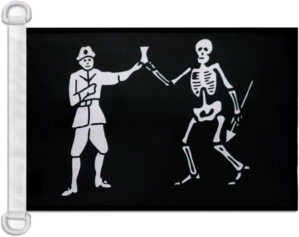 Az flag - pirato vėliava bart robert - 45 x 30 cm - naudojimui lauke - pirato kaukolės vėliava, pagaminta iš poliesterio su plastikiniais žiedais