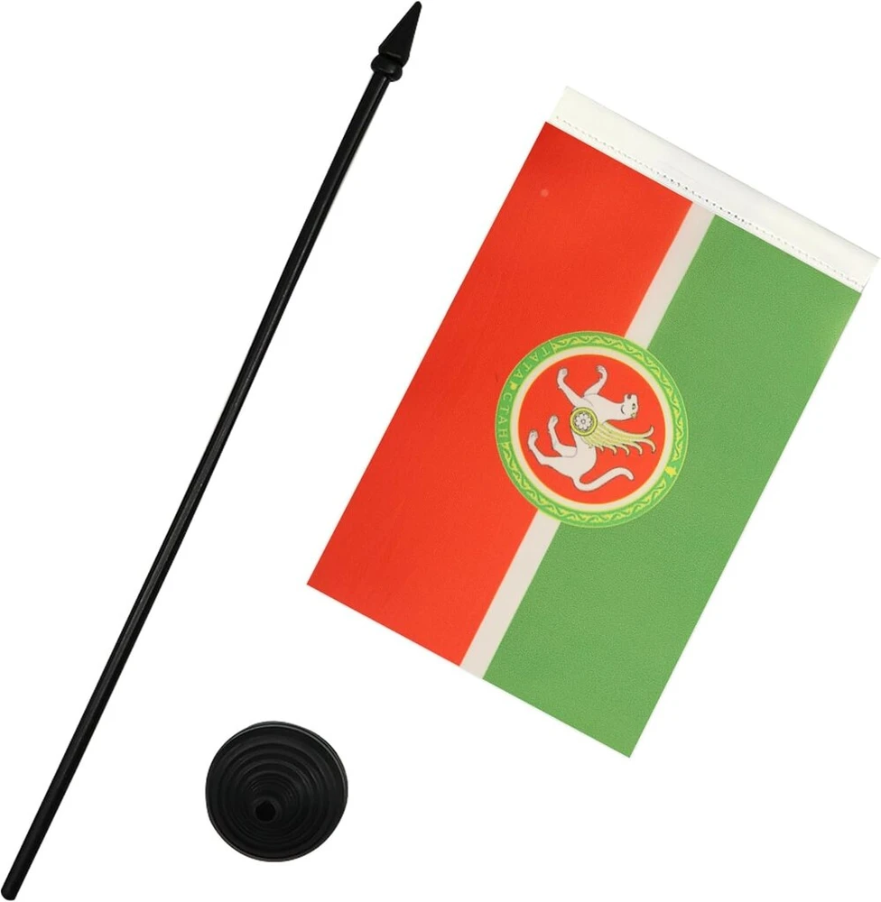 Az flag totorstano respublikos stalo vėliavėlė 13 x 20 cm - totorių stalo vėliavėlė 21 x 14 cm - juodas plastikinis kotelis ir pagrindas