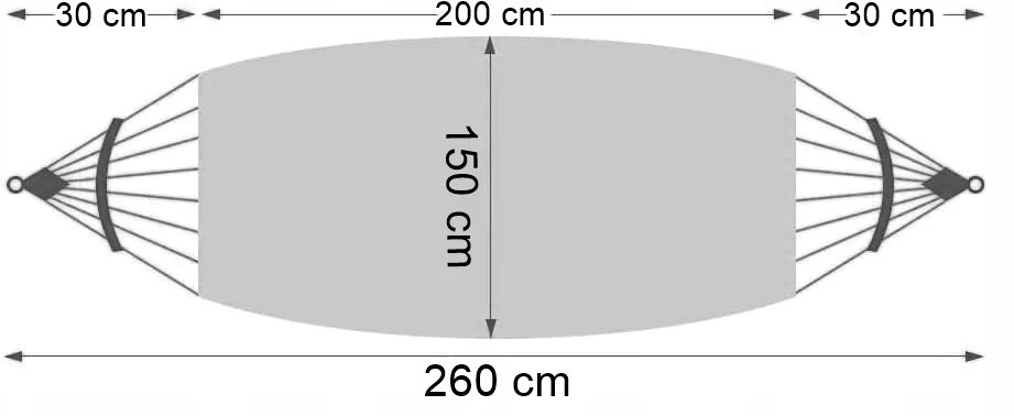 Azaris Dvigulis sodo hamakas xxxl 260x150 virvės didelis galvos apdangalas tvirtas + kabliukai