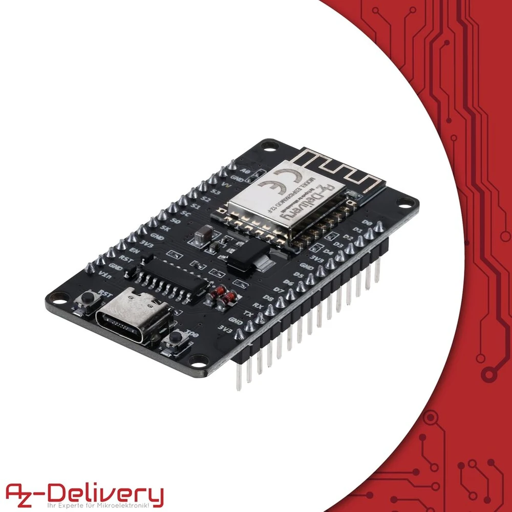 Vaizdo plokštė Azdelivery 5 x Nodemcu Lolin V3 modulis Esp8266 Esp-12f Wifi su Usb-c jungtimi Wifi kūrimo plokštė su Ch340, suderinama su Arduino, įskaitant el. knygą