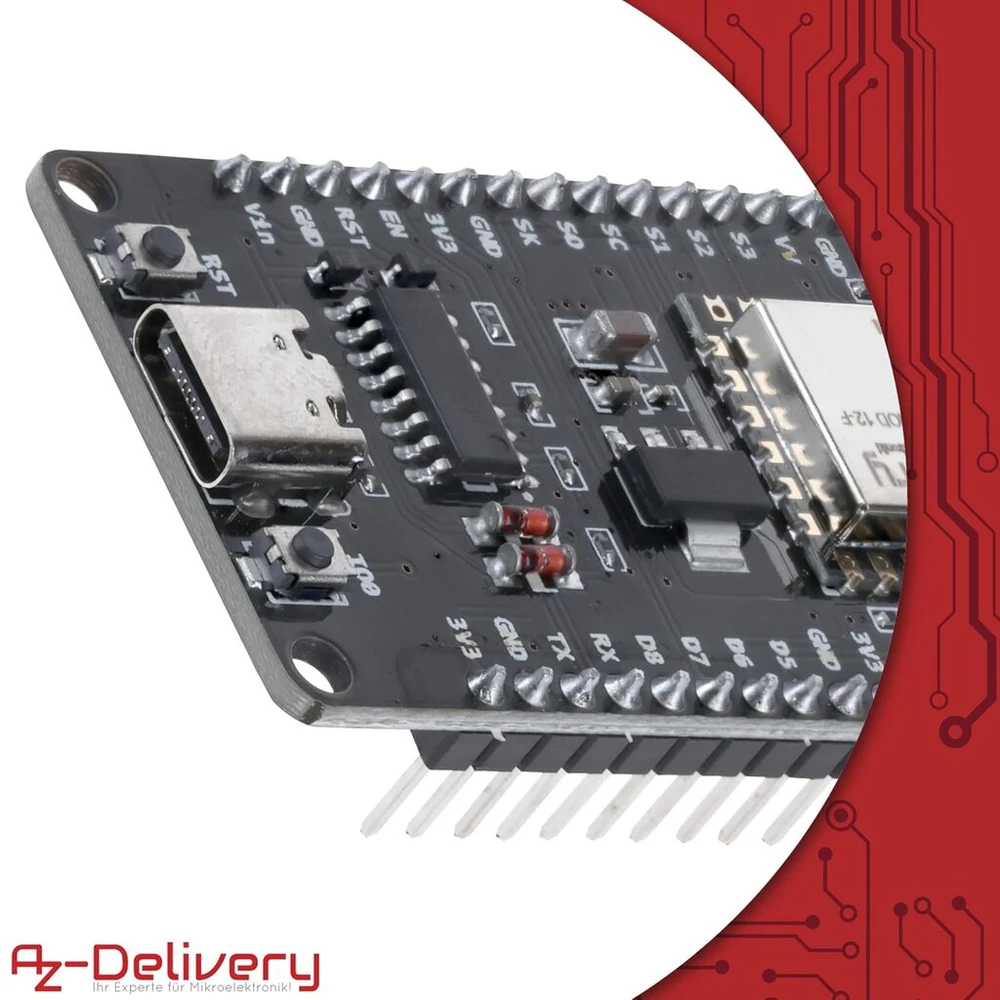 Vaizdo plokštė Azdelivery 5 x Nodemcu Lolin V3 modulis Esp8266 Esp-12f Wifi su Usb-c jungtimi Wifi kūrimo plokštė su Ch340, suderinama su Arduino, įskaitant el. knygą