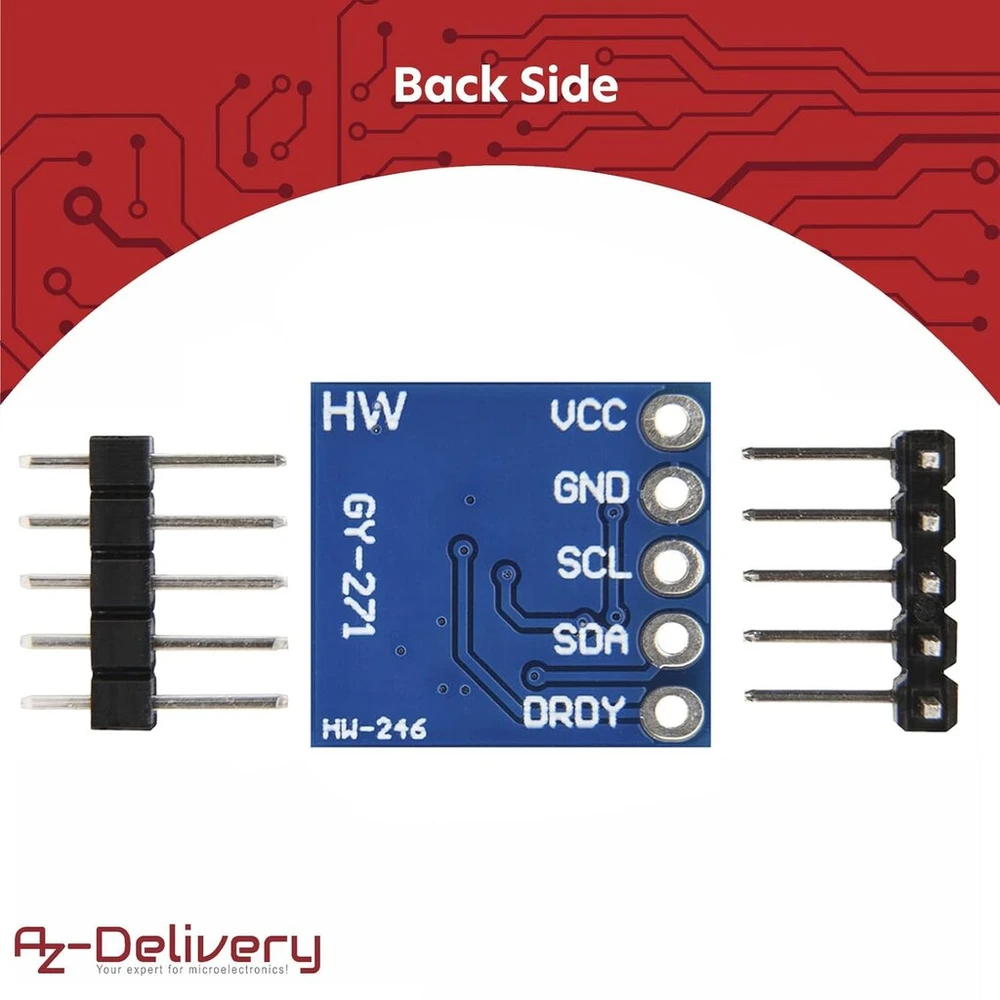 Azdelivery gy-271 kompaso modulis, magnetinis jutiklis, suderinamas su arduino ir raspberry pi, įskaitant e-knygą