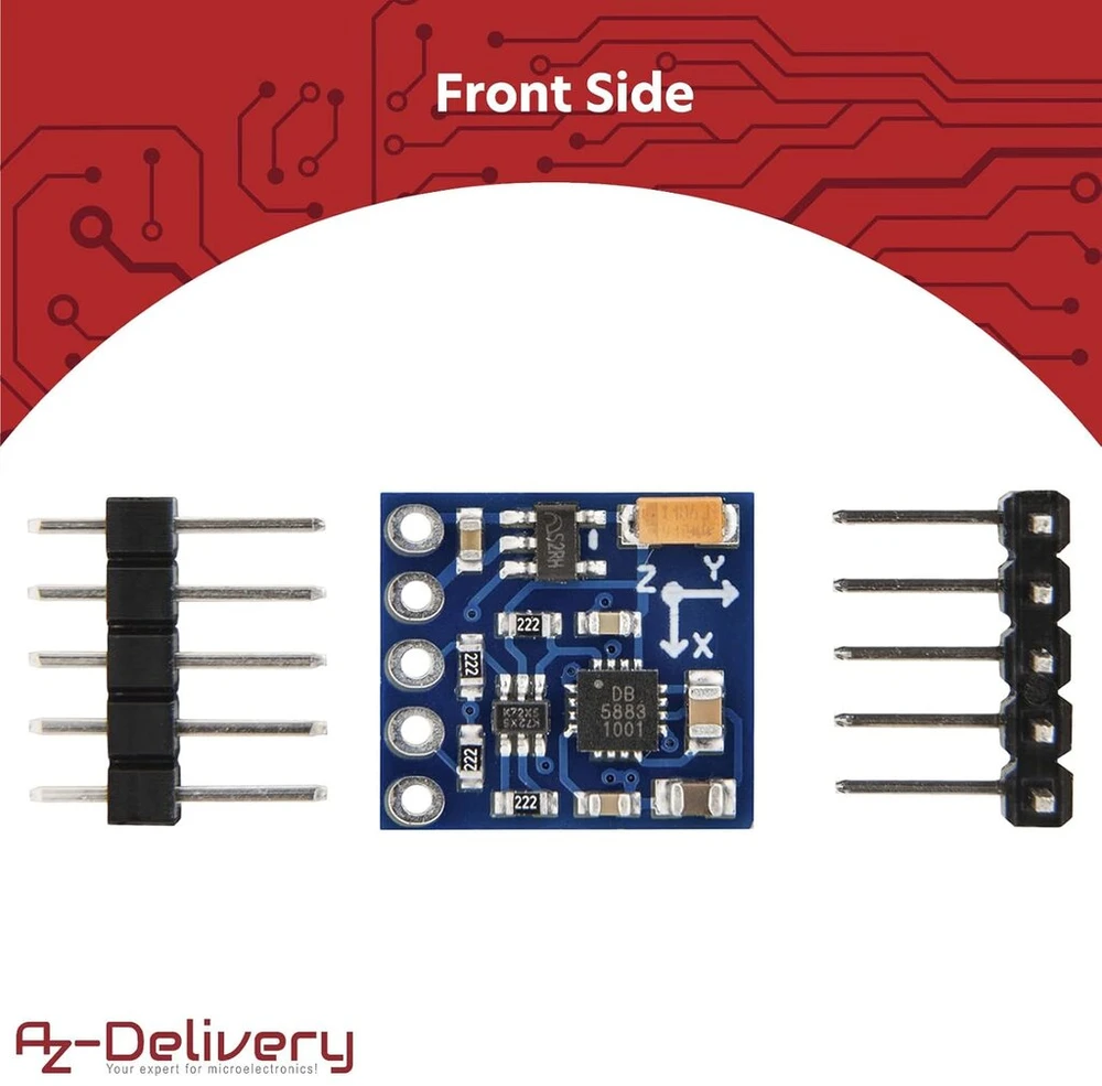 Azdelivery gy-271 kompaso modulis, magnetinis jutiklis, suderinamas su arduino ir raspberry pi, įskaitant e-knygą