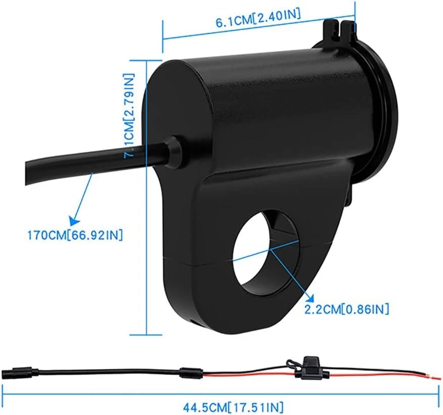 Baceyong atsparus vandeniui 12v motociklo Qc3.0 dvigubas Usb įkrovimo prievado maitinimo adapteris su skaitmeniniu voltmetru išmaniesiems telefonams, planšetiniams kompiuteriams ir Gps