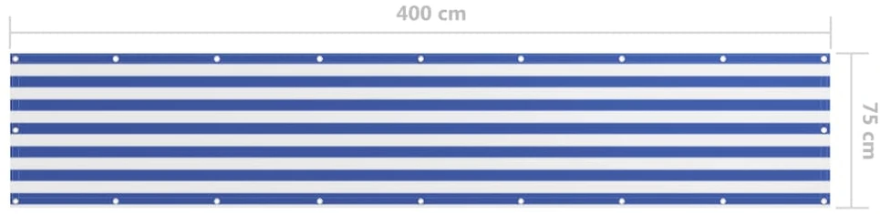 Balkono pertvara, balta ir mėlyna, 75x400cm, oksfordo audinys