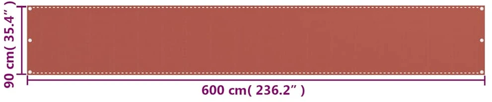 Balkono pertvara, terakota spalvos, 90x600cm, HDPE