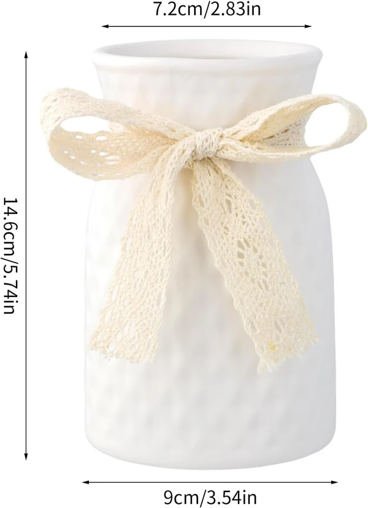 Balta keraminė vaza 15 cm, moderni dekoratyvinė