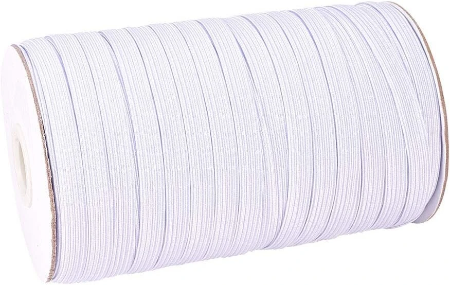 Baltas poliesterio elastinis raištis, 8 mm pločio, 91 m