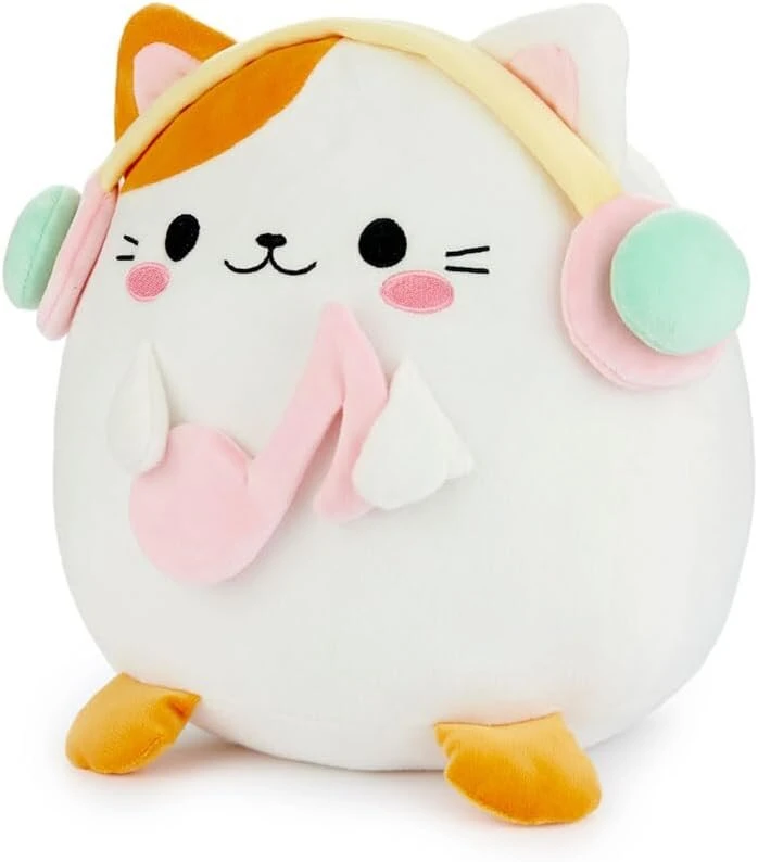 Balvi pūkuota kawaii melody balto katino pagalvėlė su minkštomis ir puriomis nailoninėmis ausinėmis