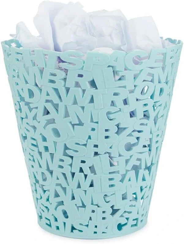 Balvi šiukšliadėžė 'letters', turkio spalvos, originalaus dizaino, plastikinė