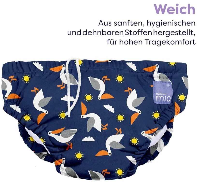 Bambino Mio daugkartinio naudojimo plaukimo sauskelnės kūdikiams ir vaikams, berniukams ir mergaitėms, Pelican, Xl, Whale, 2+ metai