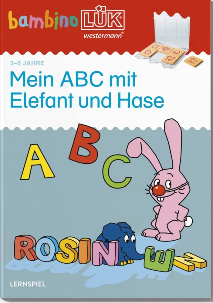 Bambinolük: 4/5/6 metai - priešmokyklinis ugdymas. Mano Abc su drambliu ir zuikiu (bambinolük pratybų sąsiuviniai: priešmokyklinis ugdymas)