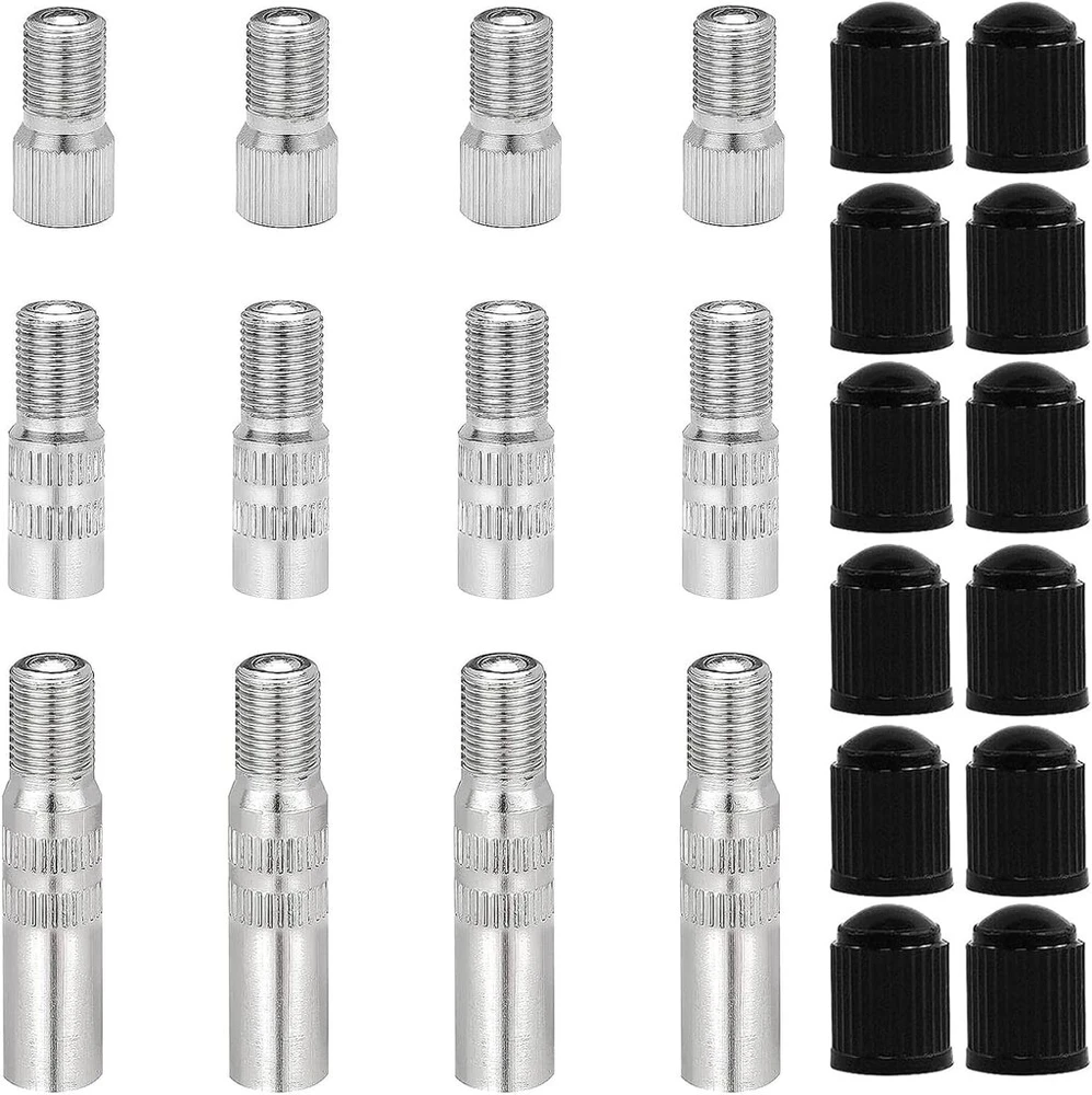 Bamyli 12 vnt. vožtuvų prailginimo automobilių vožtuvai, vožtuvų prailginimo adapteris su sriegiu 19 mm, 27 mm, 39 mm vožtuvų prailginimo adapteris automobiliui su 12 padangų ventilių dangtelių, skirtų e paspirtukui, automobiliui, sunkvežimiui, furgonui,