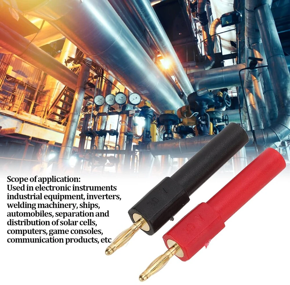Banana kištuko adapteris 2 mm kištukinis į 4 mm lizdinį raudoną juodą banana kištuką Pa žalvariniai priedai elektroniniams prietaisams, 5 vnt.