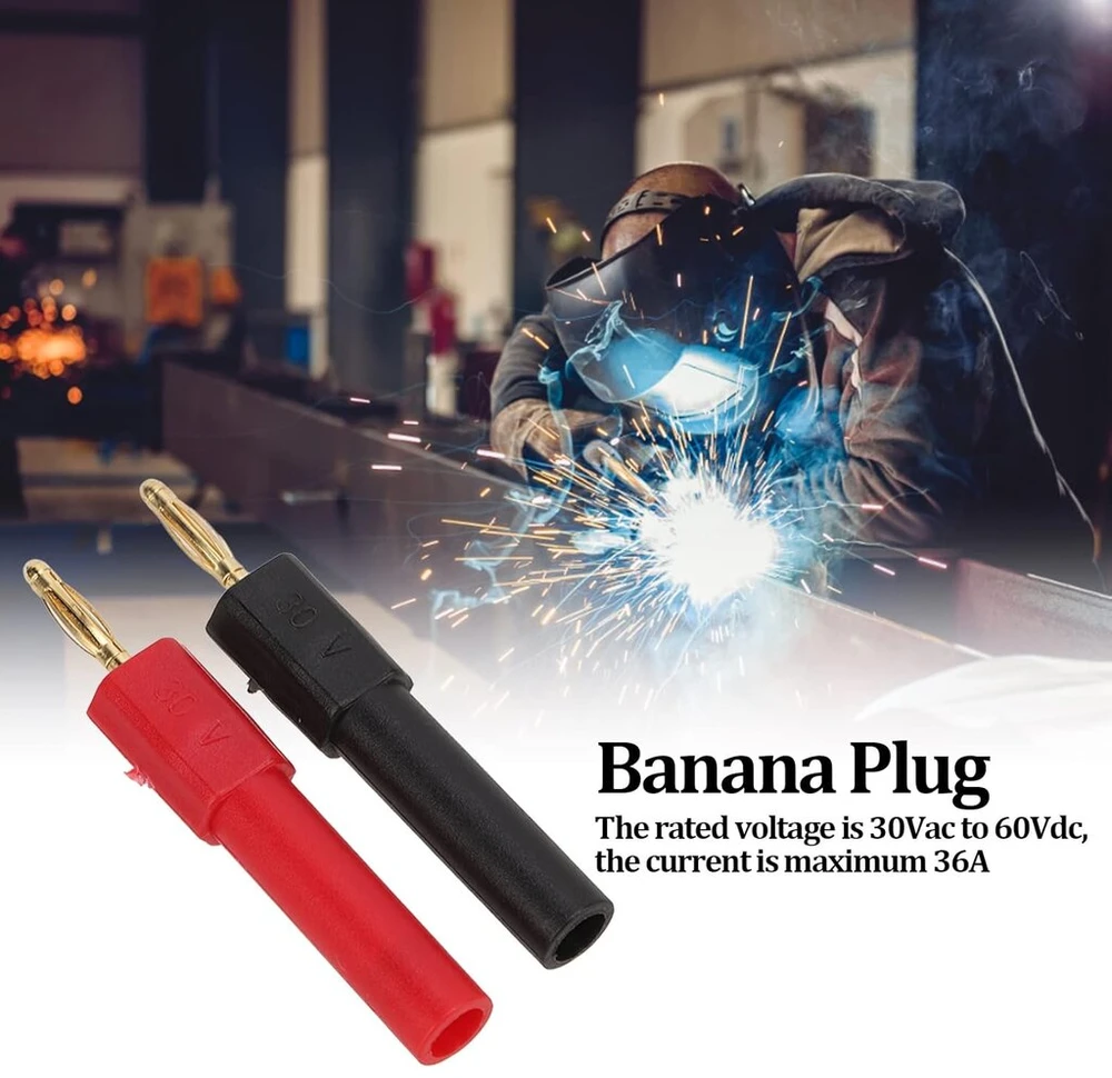Banana kištuko adapteris 2 mm kištukinis į 4 mm lizdinį raudoną juodą banana kištuką Pa žalvariniai priedai elektroniniams prietaisams, 5 vnt.