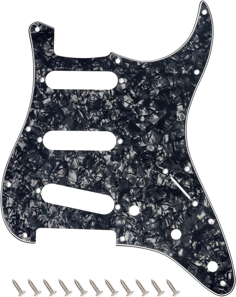 Banworks 4 sluoksnių strat sss pickguard 11 skylių elektrinės gitaros pickguard skirtas usa/meksikos modernaus stiliaus standartinėms stratocaster st jt/hb-01 juodas pearl
