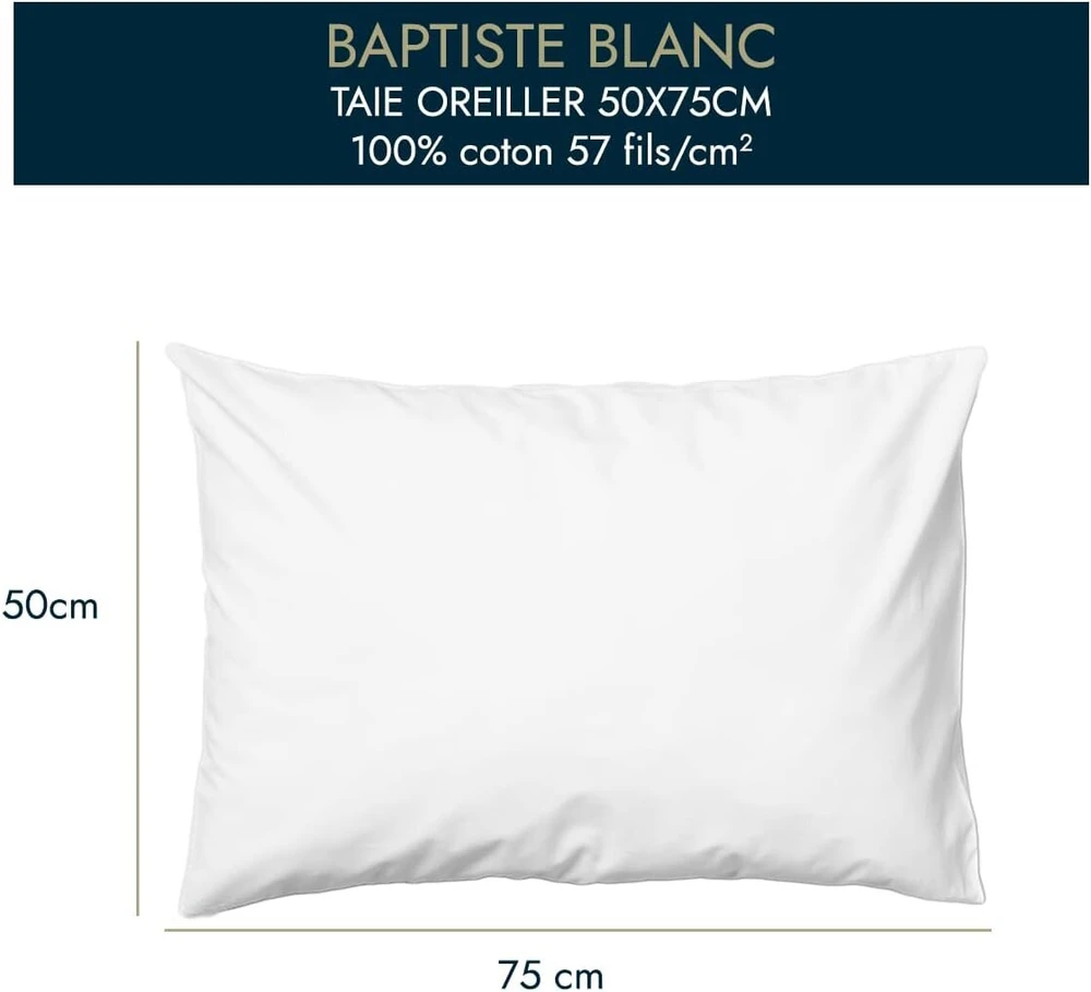 Baptiste Blanc vienspalvis pagalvėlės užvalkalas 65x65cm 100% medvilnė (50x75cm, Praline, 1)
