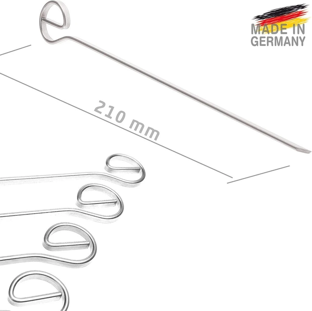 Barbecue iešmelių rinkinys, 10 vnt. – mėgaukitės bbq visiems mėsos mėgėjams ir vegetarams – pagaminta Vokietijoje, nerūdijančio plieno barbecue iešmeliai, 210 mm